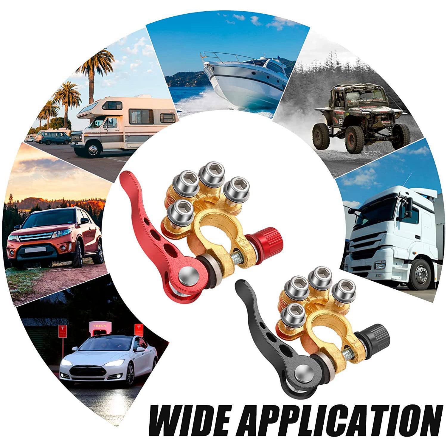 Connettori A Morsetto Per Terminali Della Batteria Terminale Negativo Positivo A Sgancio Rapido A 4 Vie Per Scollegare Il Terminale Della Batteria Dell'auto - Foto 6