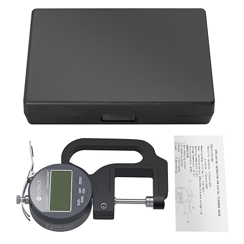 Miniatura 8 de Neoteck Medidor de espesor digital de 1 pulgada1.000 in, 0.0005 " 0.01 mm, medidor de espesor micrómetro electrónico preciso con pantalla LCD