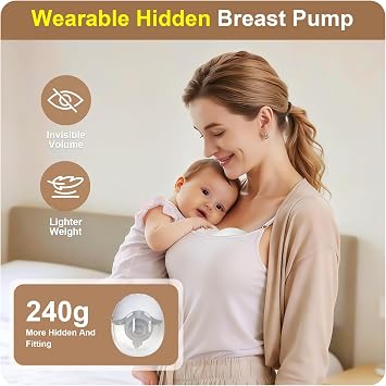 Hands Free Breast Pump, MY-375 Wearable Breastfeeding Pump with 4 Mode &12 Levels, Portable Electric Breast Pump, Strong Suction, Discreet & Smart Display, 19/21/24mm Insert/Flange, 2 Pack (White)