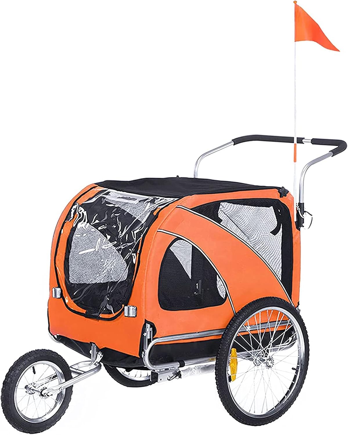 Foldable Three-Wheeled Pet Bicycle Trailer,Pet Trolley,Luxury Travel Carriage for Dog,Collapsible to Store