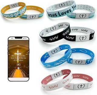 5PCS NFC Bible Verse Bracelets, Daily Verse Bracelet, Wearable Christian Bracelet, Inspirational Bible Verse Religious Jewelry Gifts for Men Women