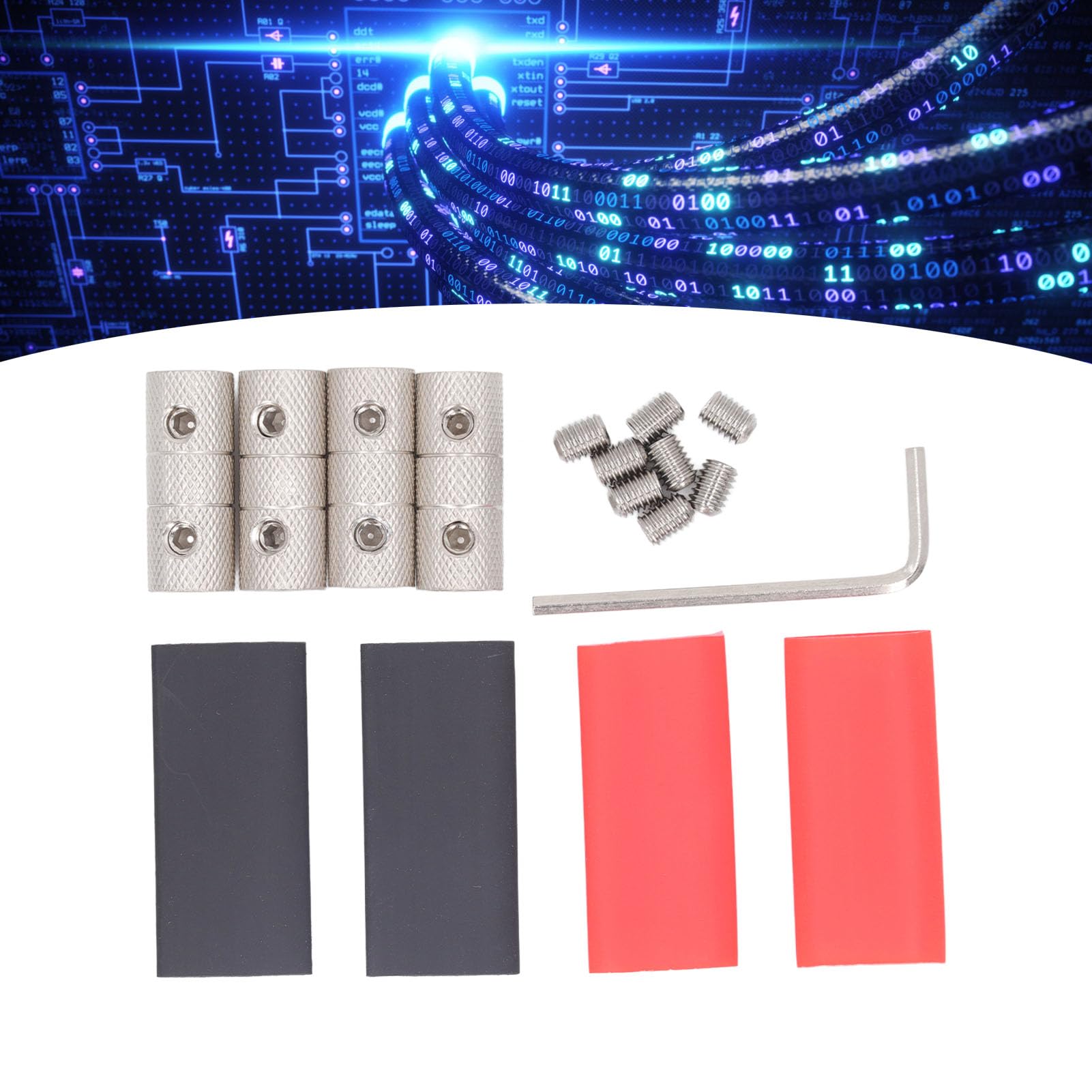 4 Gauge Wire Connectors Kit with Hex Wrench Screws, Brass Audio Terminal for Car Audio Splice Battery Cable Butt Connector