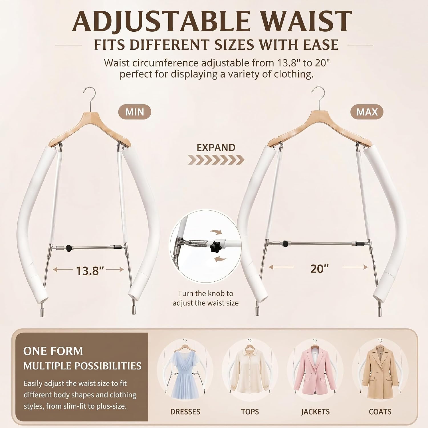 Sliner Metal Body Shape Clothing Form Hangers Mannequin Adjustable Dress Display Hanger for Women Tops Jackets Thick Strip Female Torso for Retail Boutique Photography (Thick Strip)