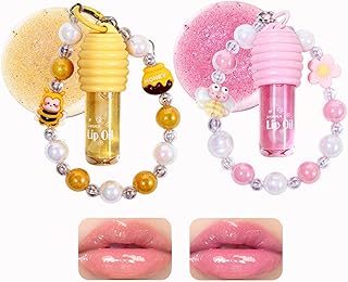 2 brillos de labios con purpurina con llavero...