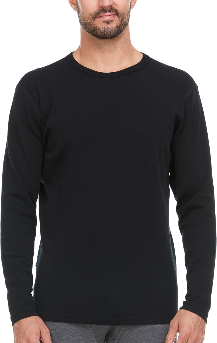 100% Merino Wool - Men's Long Sleeve Crew Shirt - Thermal Base Layer