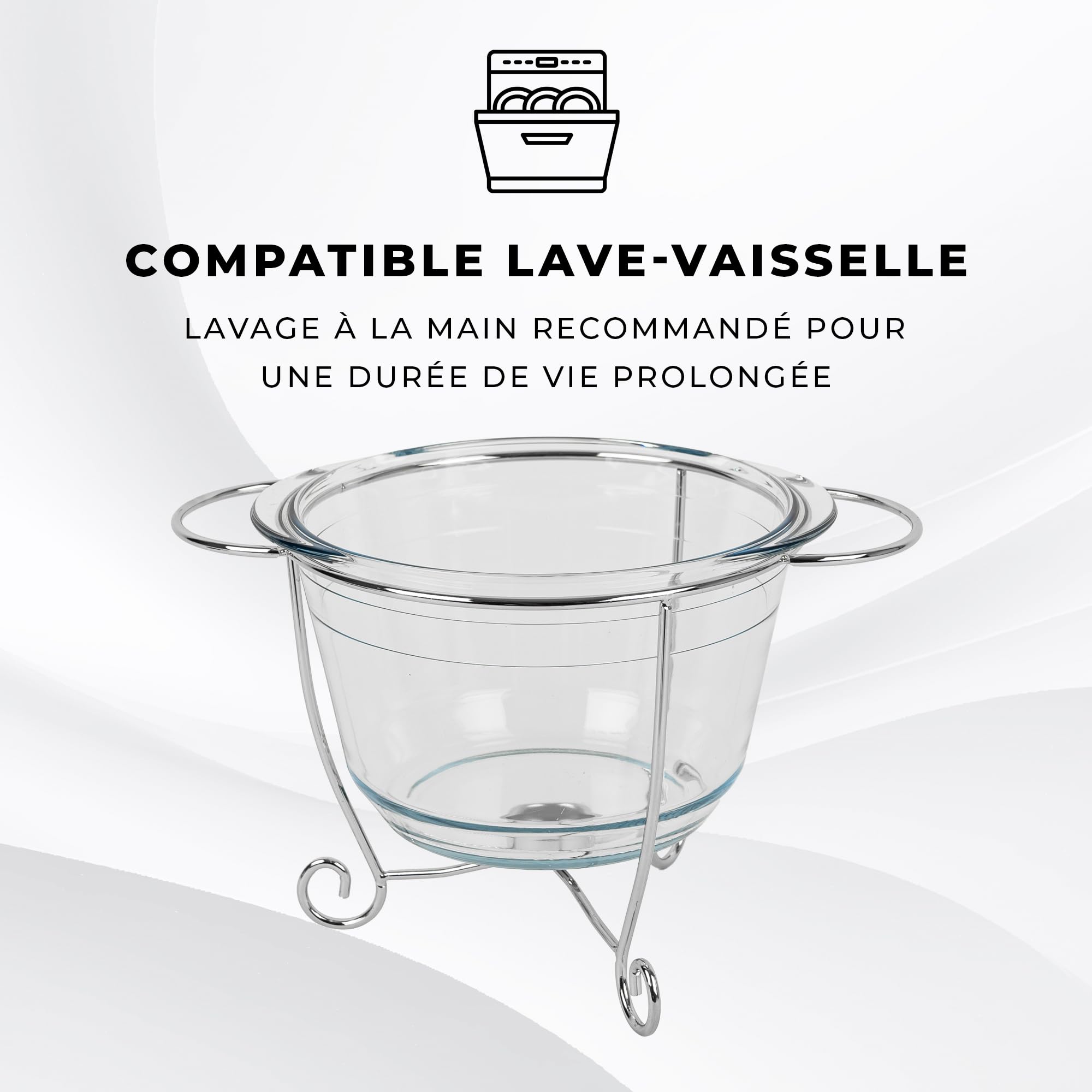 KARL HAUSMANN Chauffe Plat Buffet Ovale 3.9 L - Plat Chauffant avec Insert Verre, Bougie Chauffe-Plat - Couvercle avec Poignée, Structure Acier Inoxydable - Argenté Chafing Dish Maintien au Chaud