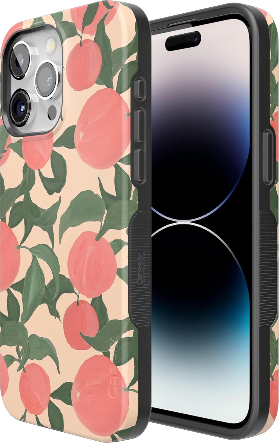 Casely iPhone 15 Pro Case | Feeling Peachy | Blush Vines | Bold Protective Design | Compatible with MagSafe