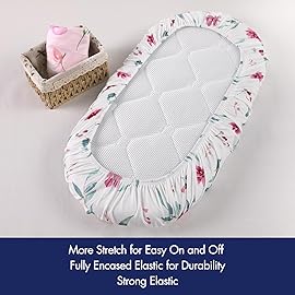 Soarwg Kids Bassinet Sheets, Bassinet Sheets for Baby Girl, Bassinet Sheet Neutral Fit for Rectangle, Round, Oval, Hourglass Bassinet Mattress, Flexible for Different Bassinet Pad/Mattress, 2 Pack