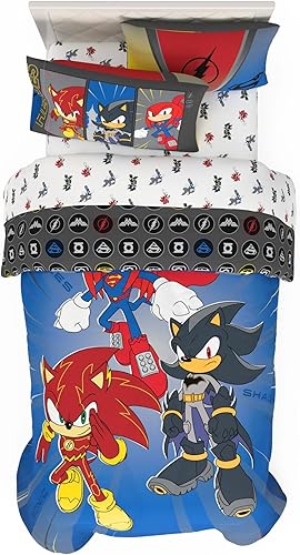 Miniatura 111 de Franco - Juego de ropa de cama coleccionable Nintendo Donkey Kong, 5 piezas, edredón reversible supersuave y juego de sábanas con funda, tamaño Rojo