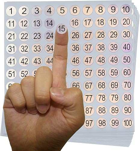 1-100 etiquetas adhesivas reflectantes con números láser, 10 juegos, 1000 autoadhesivas, redondas, pequeñas, consecutivas, etiquetas de número,