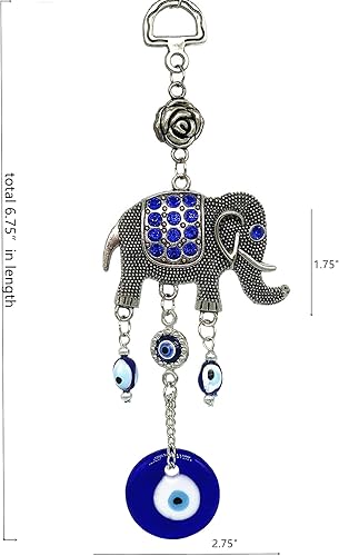 Miniatura 3 de Adorno azul para colgar en la pared o coche de elefante con protección 032