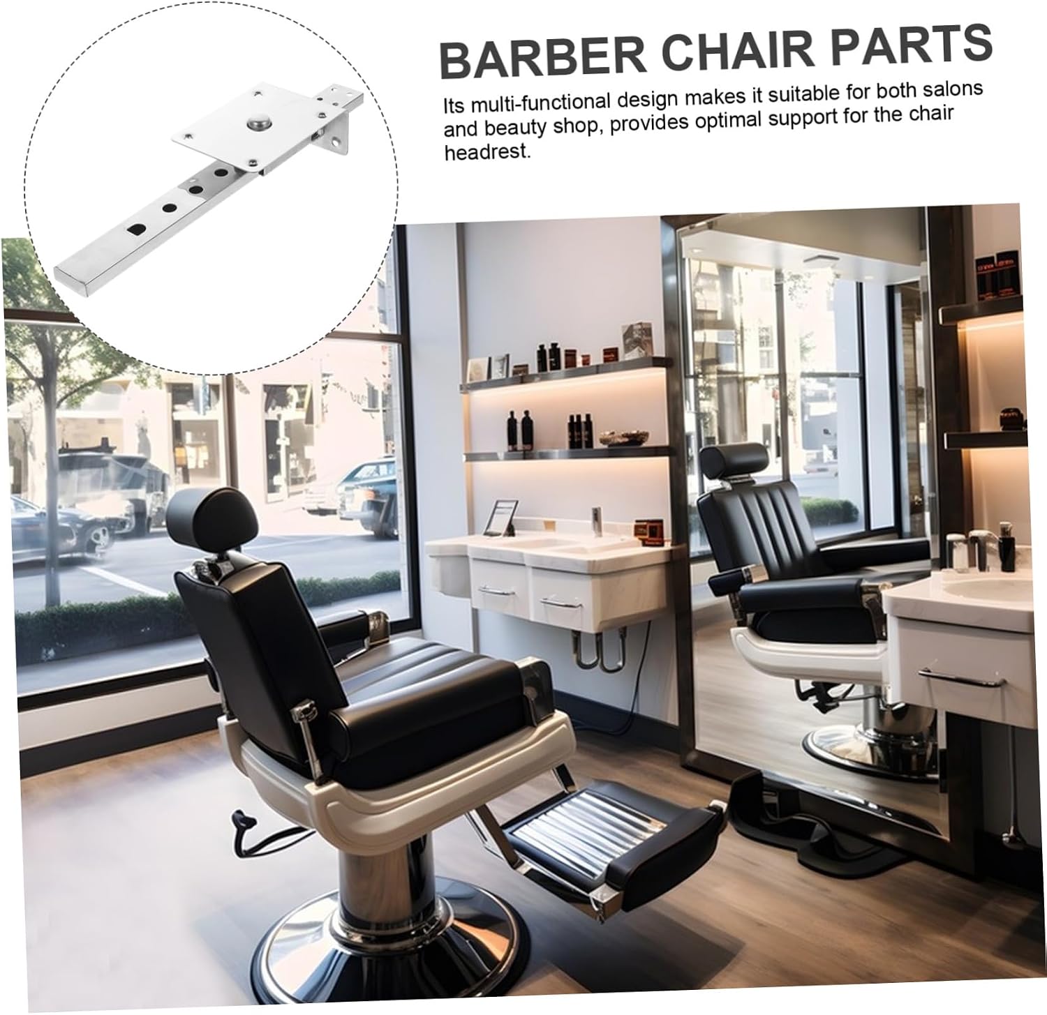 Barber Chair Headrest Bracket for Salon Chair Attachment Iron Silver