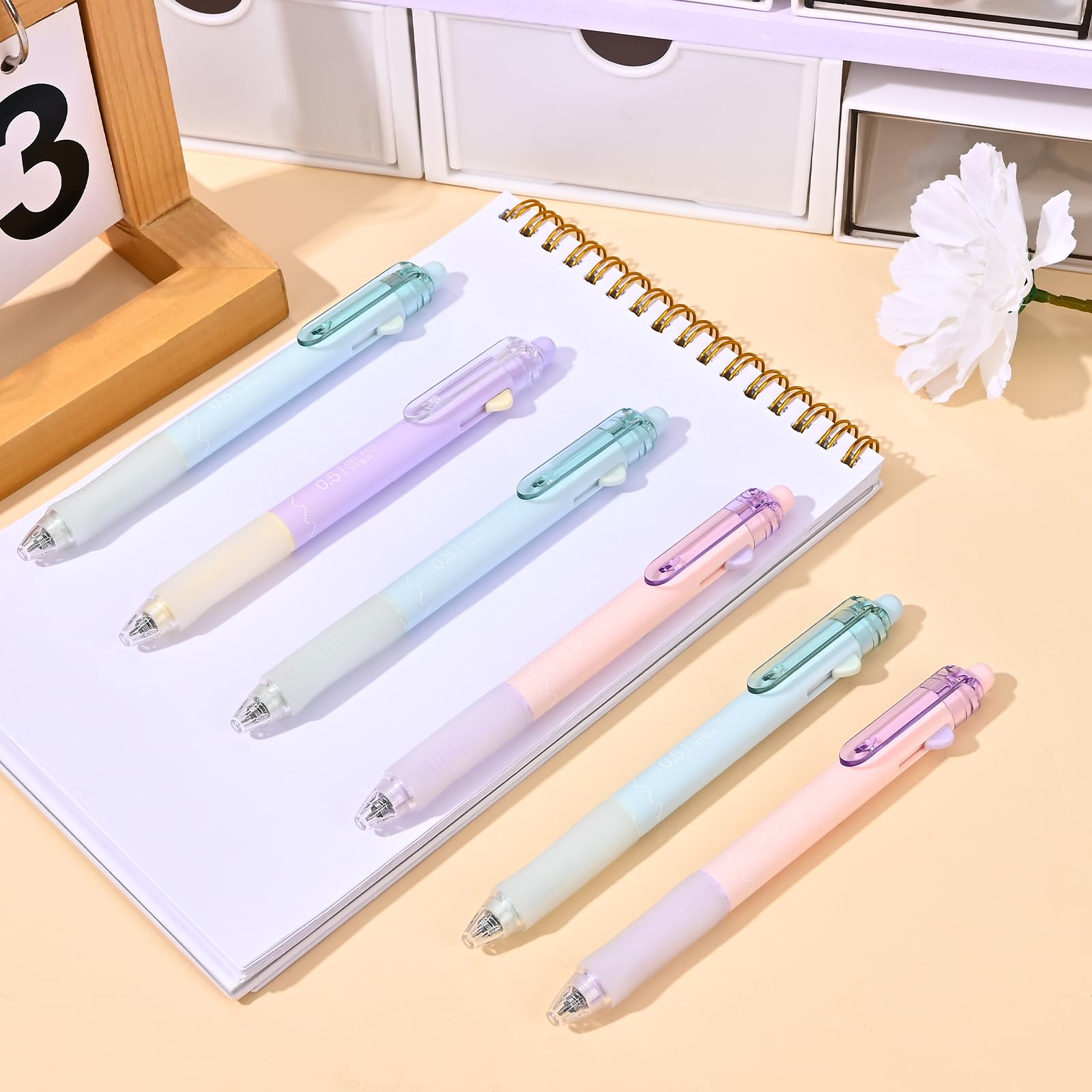 BAYTORY Pastel Erasable Gel Pens, 6Pcs Blue Ink & 6Pcs Refills - View #10