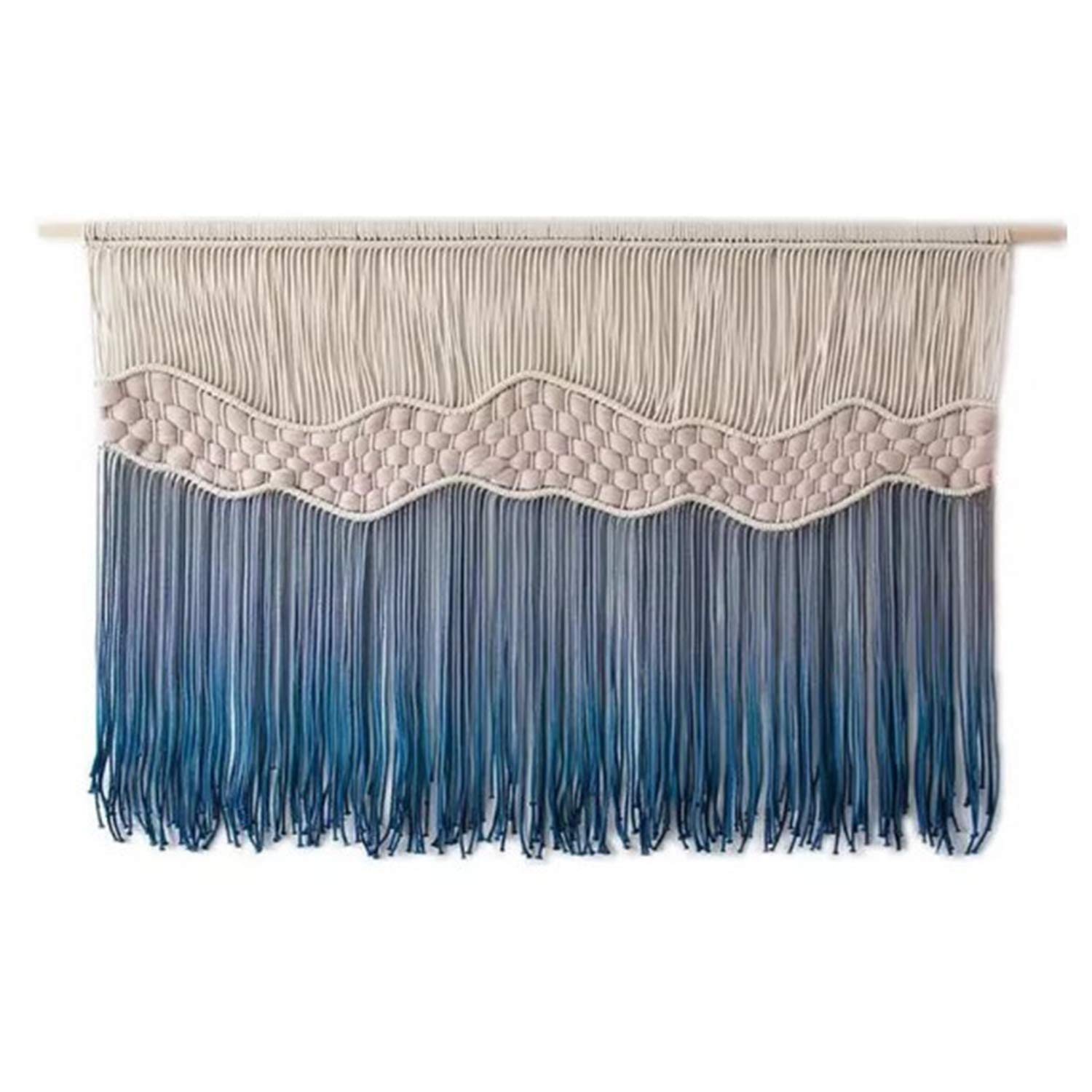 Tapiz de macramé Hecho a Mano para Colgar en la Pared, Tapiz de Pared nórdico teñido a Mano, decoración de Cortina de Fondo artístico para sofá del hogar con Cuerda de algodón (140 x 100 cm)