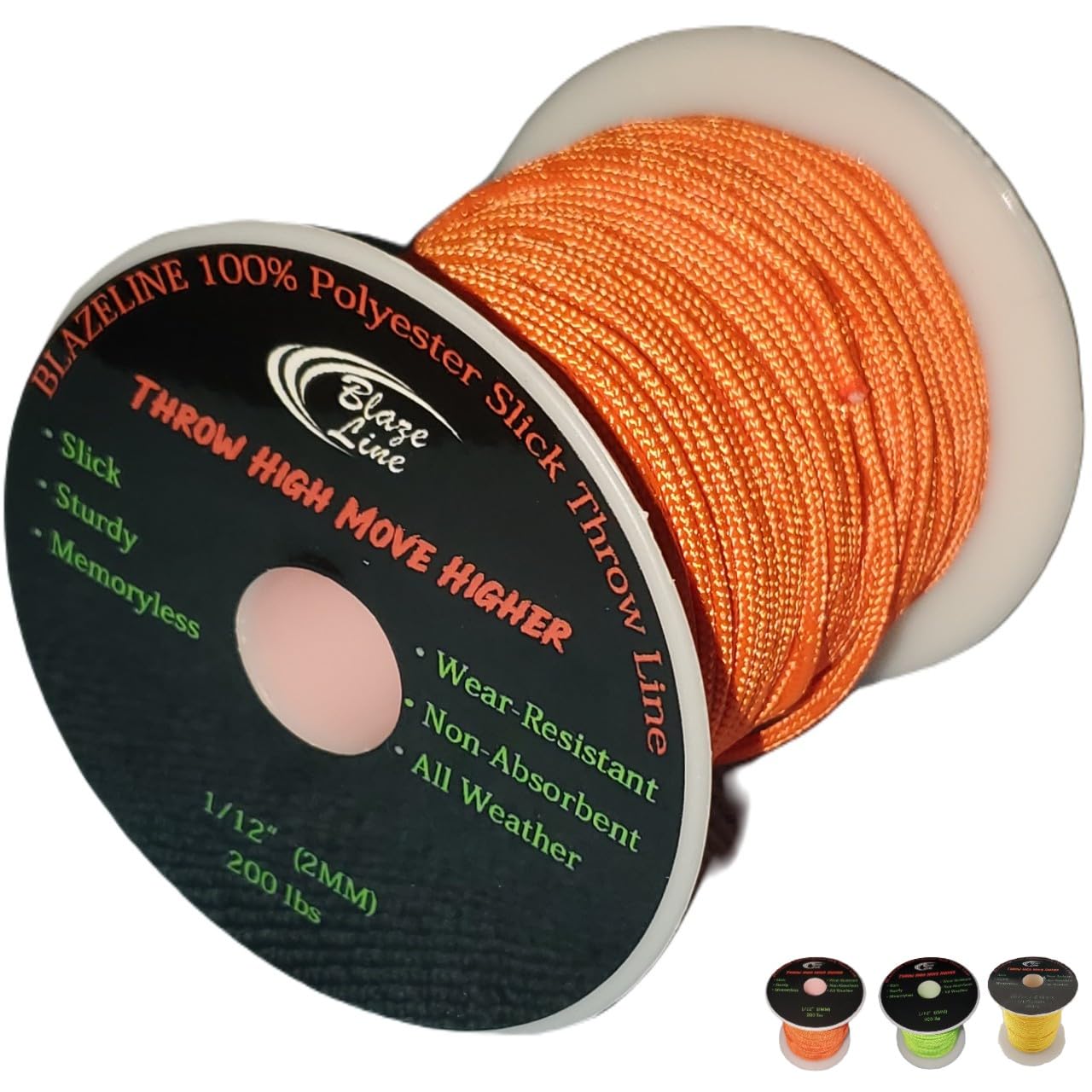 Blaze Line 100% Polyester Climbing Throw Line Rope 2 mm (1/12 in) 150 ft Stool Cord 200 lbs Tensile Strength (Bright Orange) — image 1