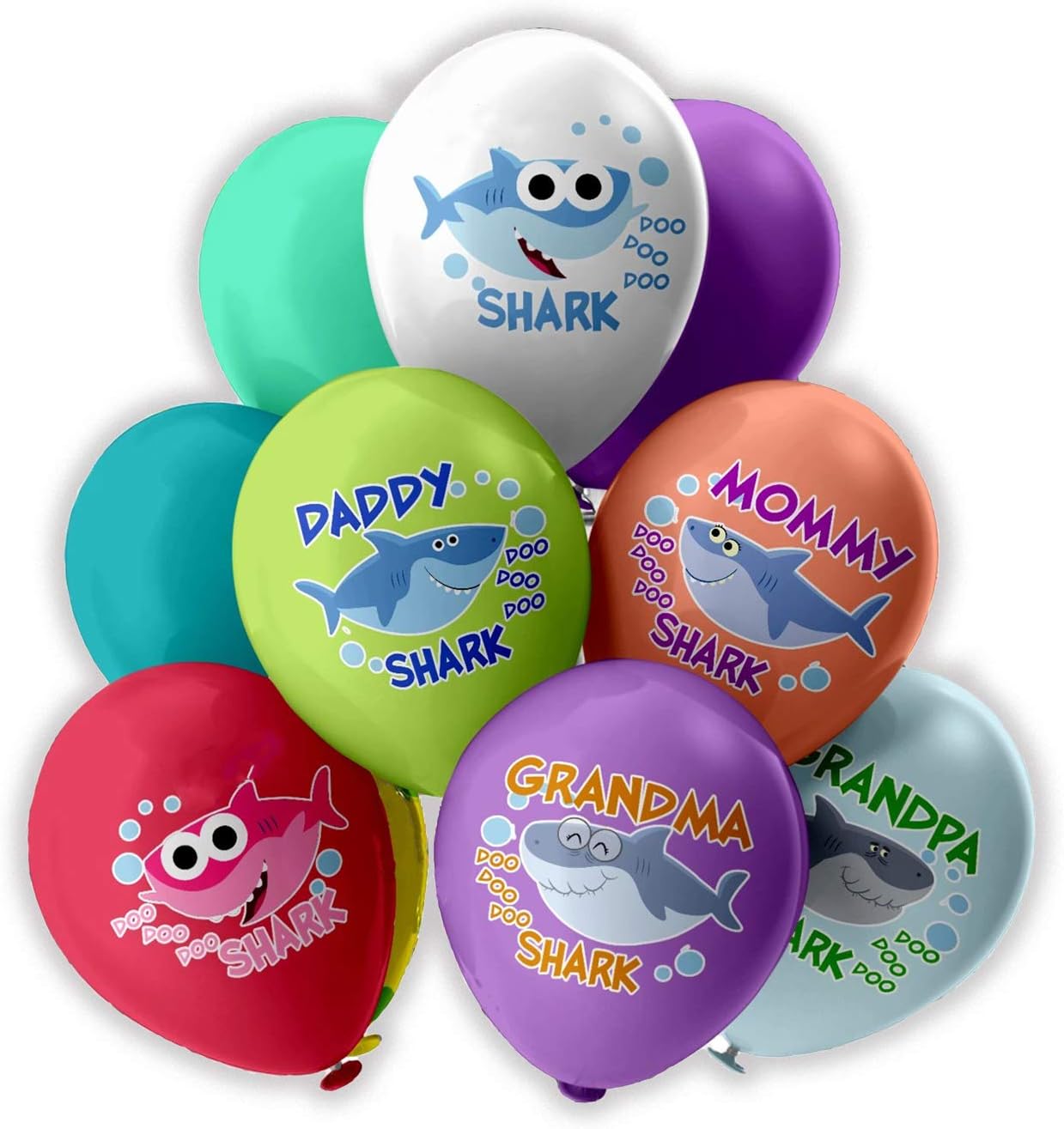 Baby Cute Shark Party Supplies Birthday Balloon 12inch Kids Shark Doo Doo Under the Sea Baby Shower Party Decorations 24Pcs