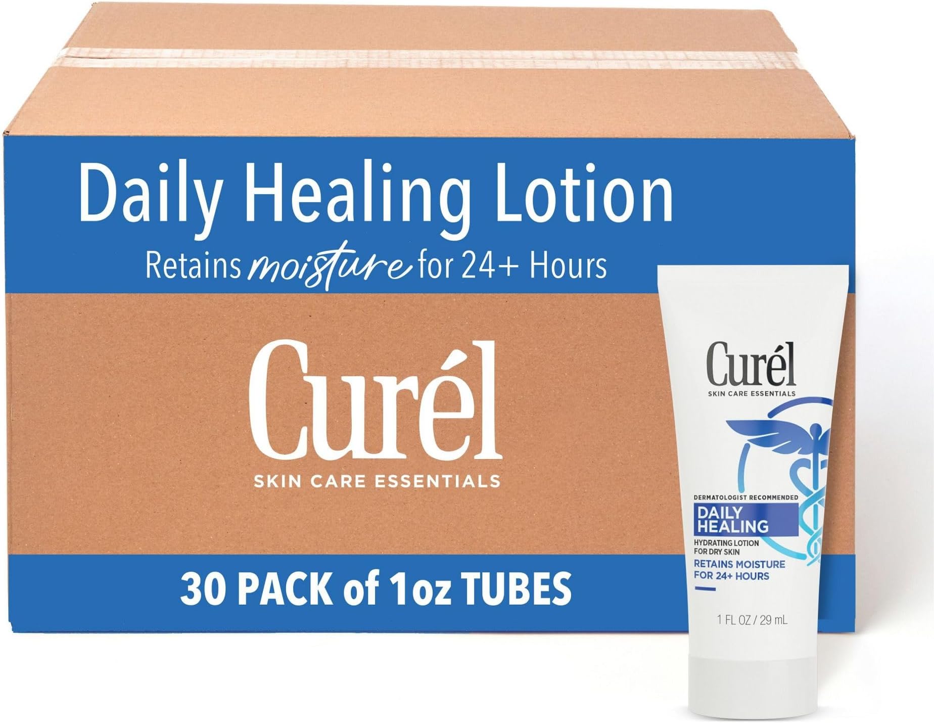 Daily Healing Dry Skin Lotion, Hand and Body Moisturizer, 1 fl Ounce Travel Size, Mini size, 30-pack, with Advanced Ceramide Complex, helps to Repair Moisture Barrier