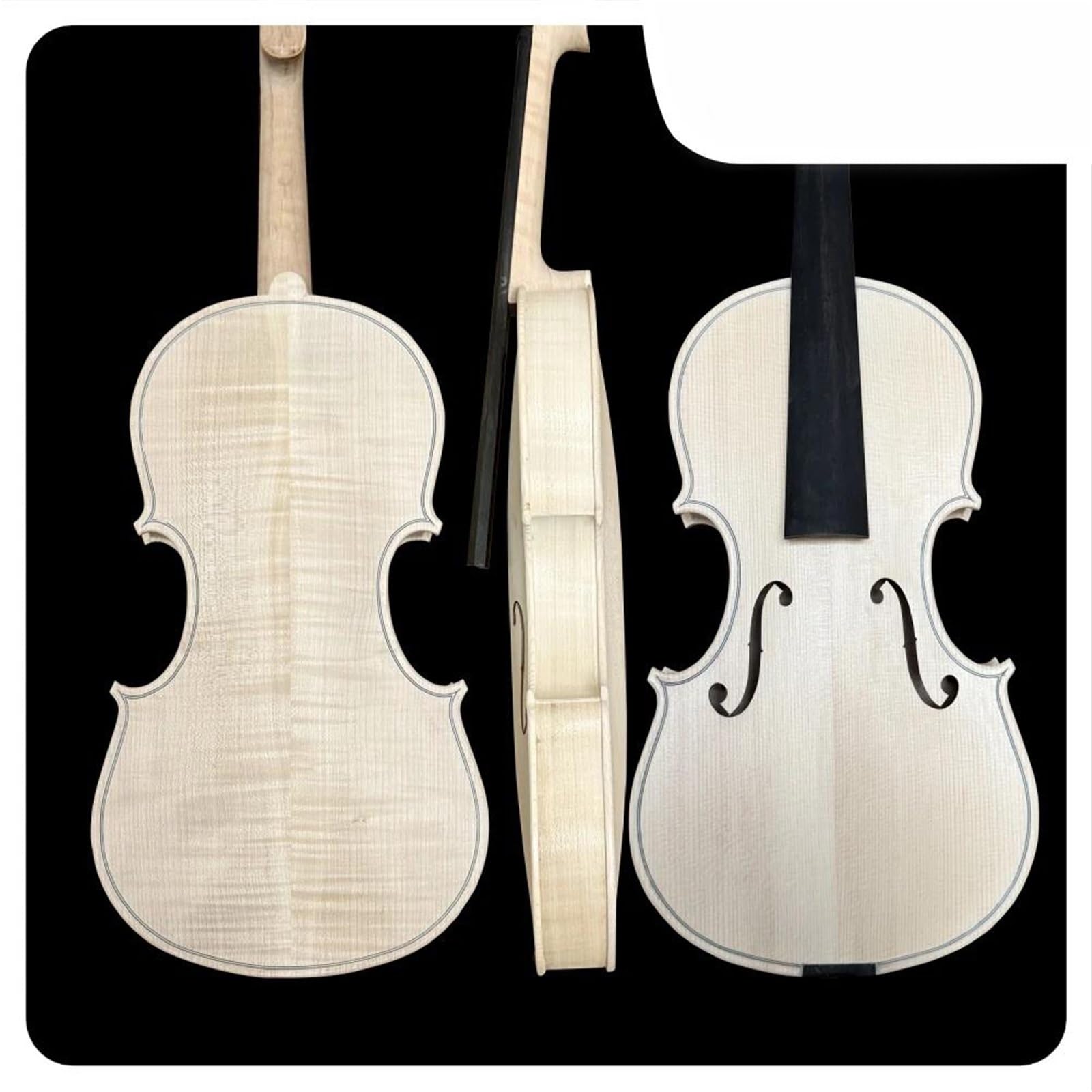 Violín 4/4 De Arce Rayado Tigre Sin Barnizar Violín Profesional | Hecho a mano con tapa de abeto macizo.