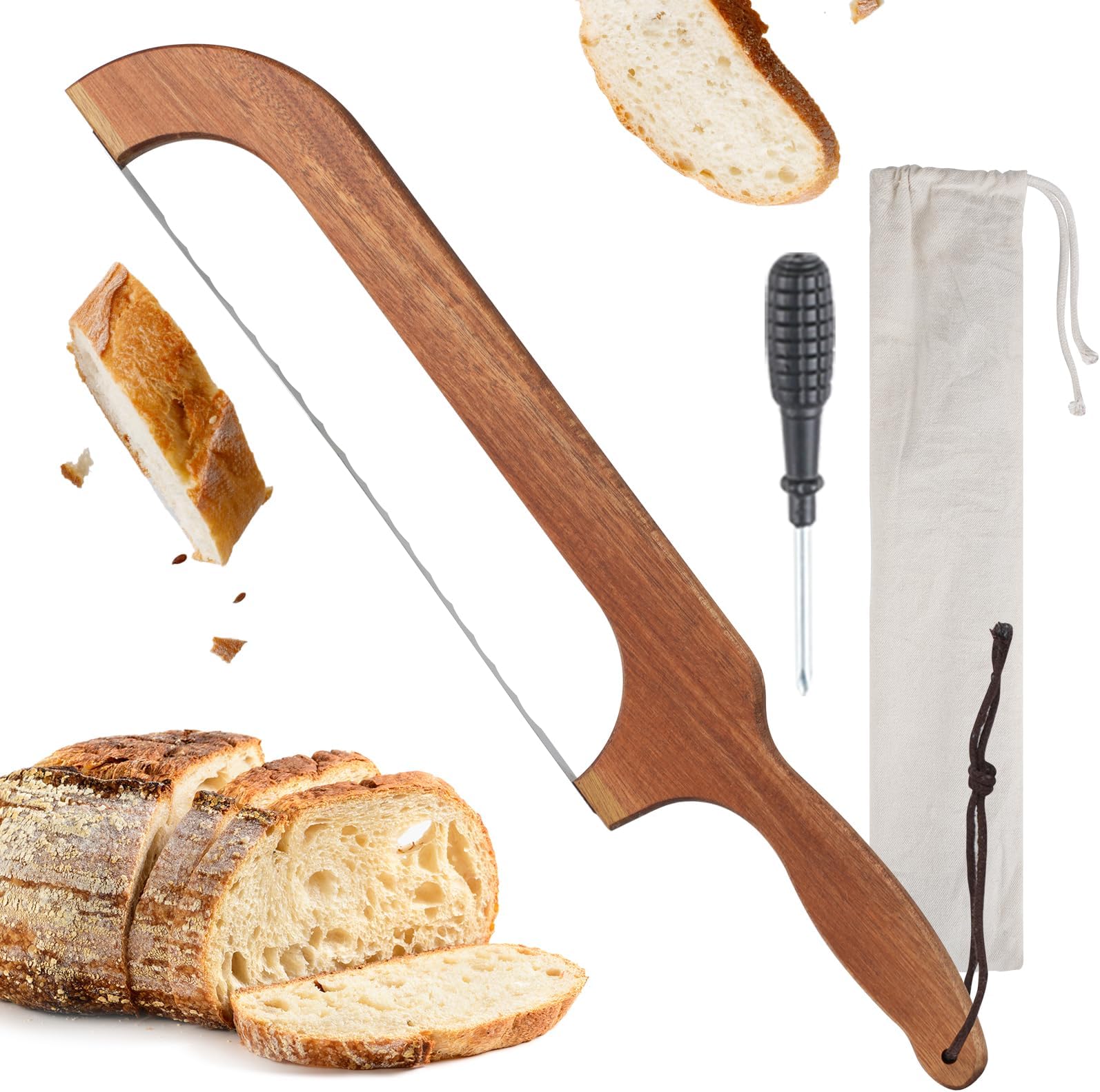 - Sourdough Bread Knife,Bread Cutter, 15.7'' Serrated Bread Knife for Homemade Bread with Reliable Sourdough Crafting, Ergonomic Handler, Premium Sharpness Blade (Original Wood)