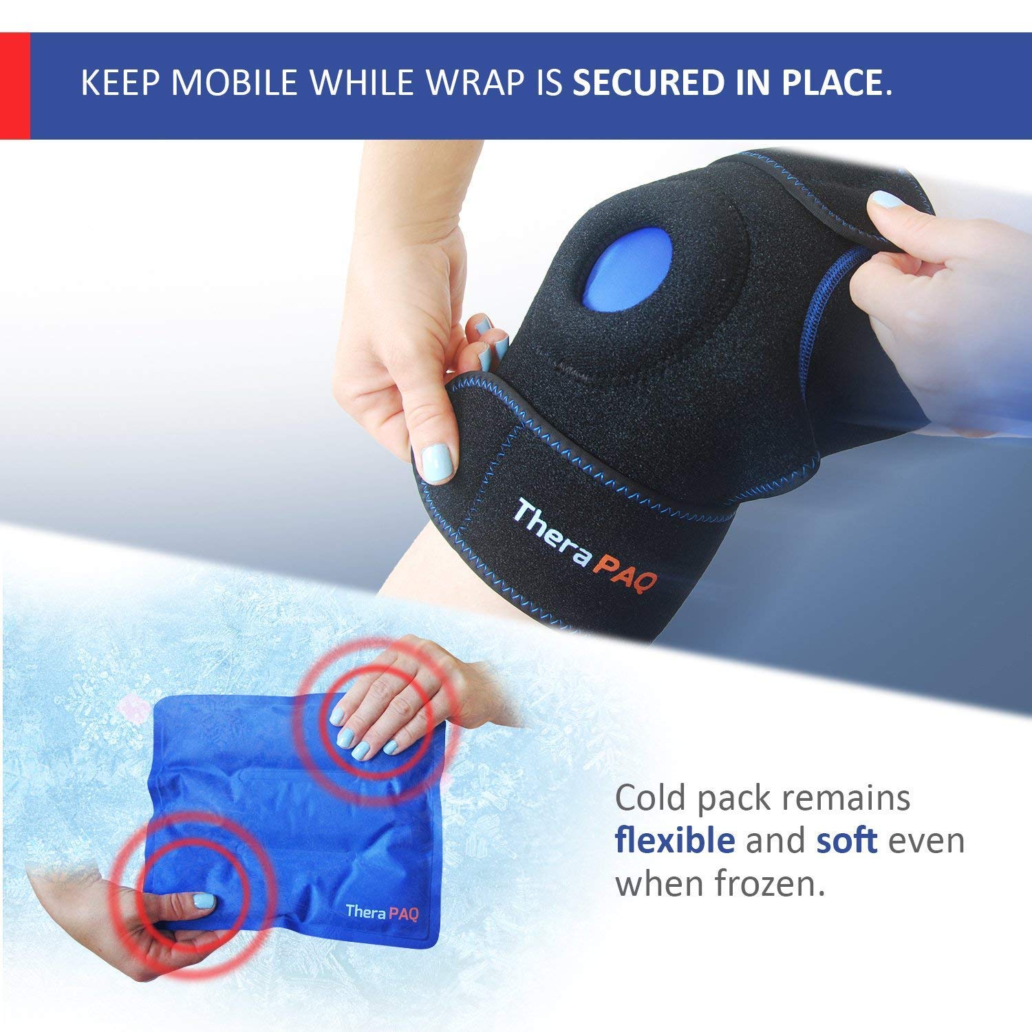 TheraPAQ Knee Ice Pack for Injuries Reusable Hot & Cold Gel