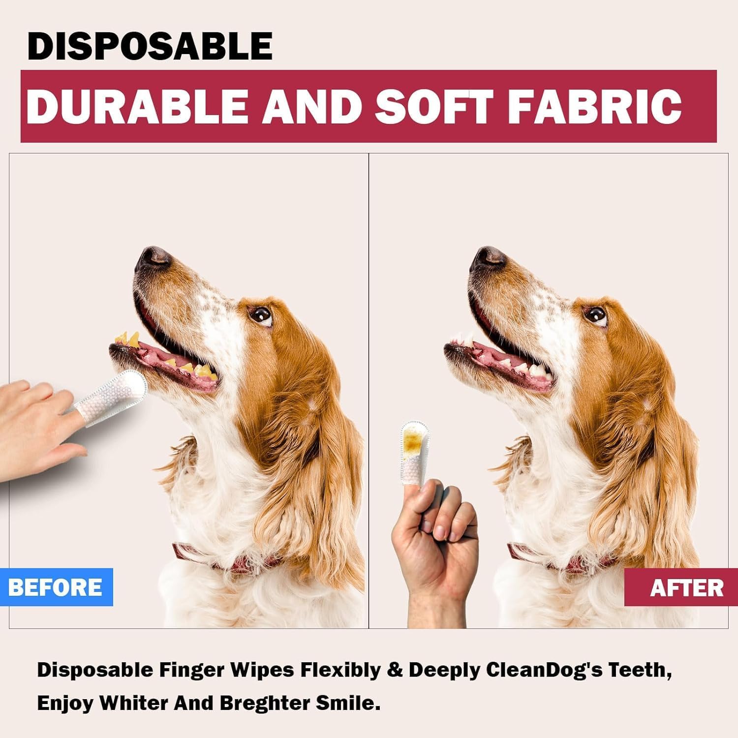 JBPV Dog Dental Care Finger Wipes | Teeth Cleaning Wipes for Dogs & Cats | Easy-to-Use Tooth Brushing Kit for Pets | Gentle Dental Wipes for Fresh Breath & Healthy Gums (Pack of 1) 2