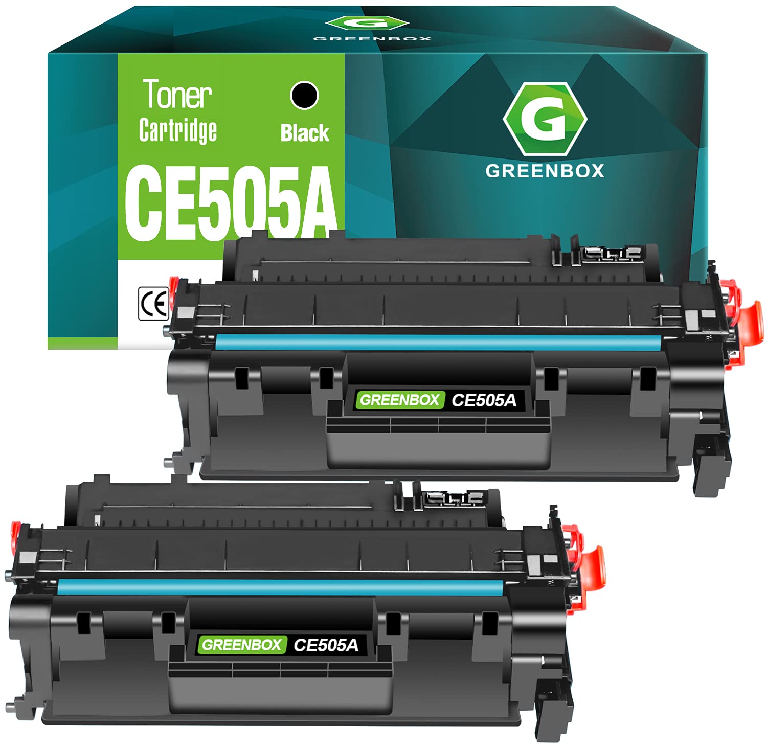 GREENBOX Compatible Toner Cartridge Replacement for HP CE505A 05A for P2035 P2035N P2055DN P2030 P2050 P2055D P2055X Printer (2 Black)
