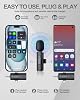 PQRQP Micrófono lavalier inalámbrico profesional 3 en 1 para iPhone/Android/Cámara, micrófonos inalámbricos, mini micrófono, calidad de sonido cristalina para grabación, transmisión en vivo, clips - Negro elegante, inalámbrico 3