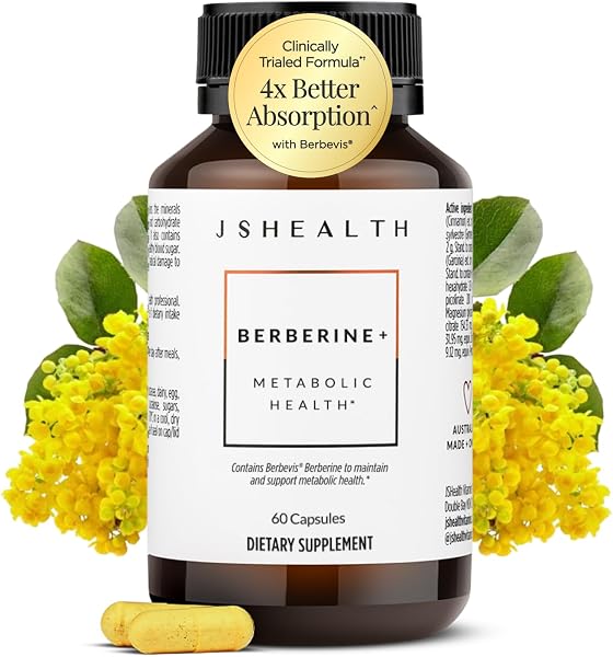 JSHealth Berberine Supplement with Berbevis for Metabolic Health Support…