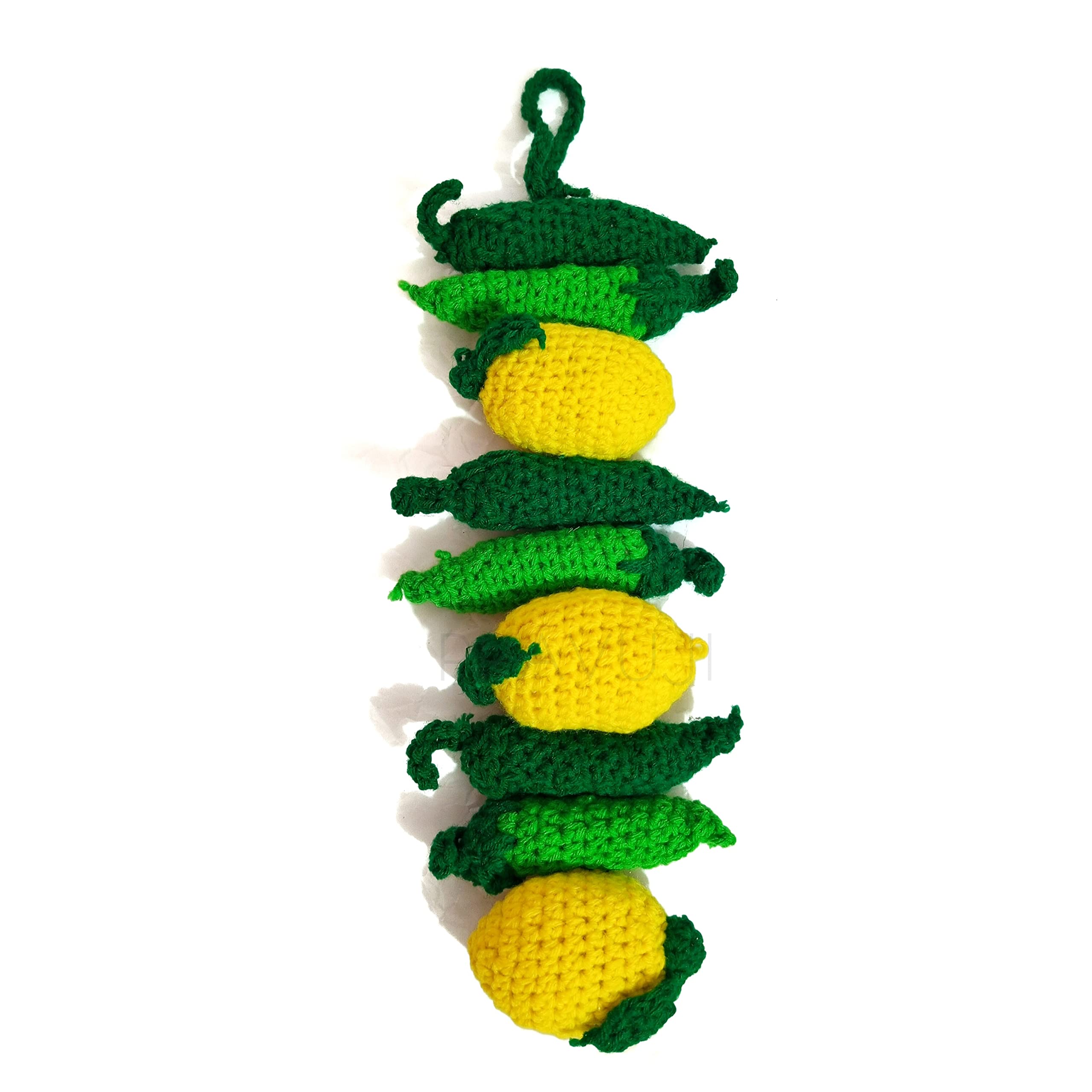 New Pravuji Woolen Nimbu Mirchi Car Hanging/Wall,Hanging/Door Hanging/Store Front/Dreamcatcher, Car Ornament, Car Decorative - for Positive Vibes-image-17