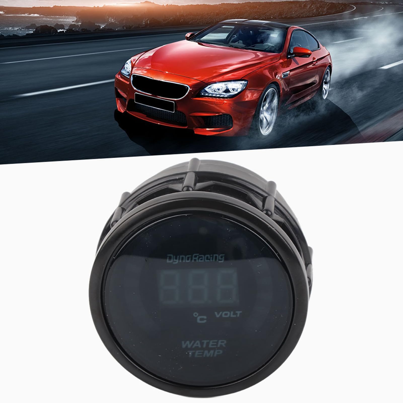 52mm Medidor de Temperatura del Agua Led Indicador Digital de Temperatura del Agua del Coche Indicadores de Temperatura del Agua con Sensor 20‑150 ° C para 12v Auto