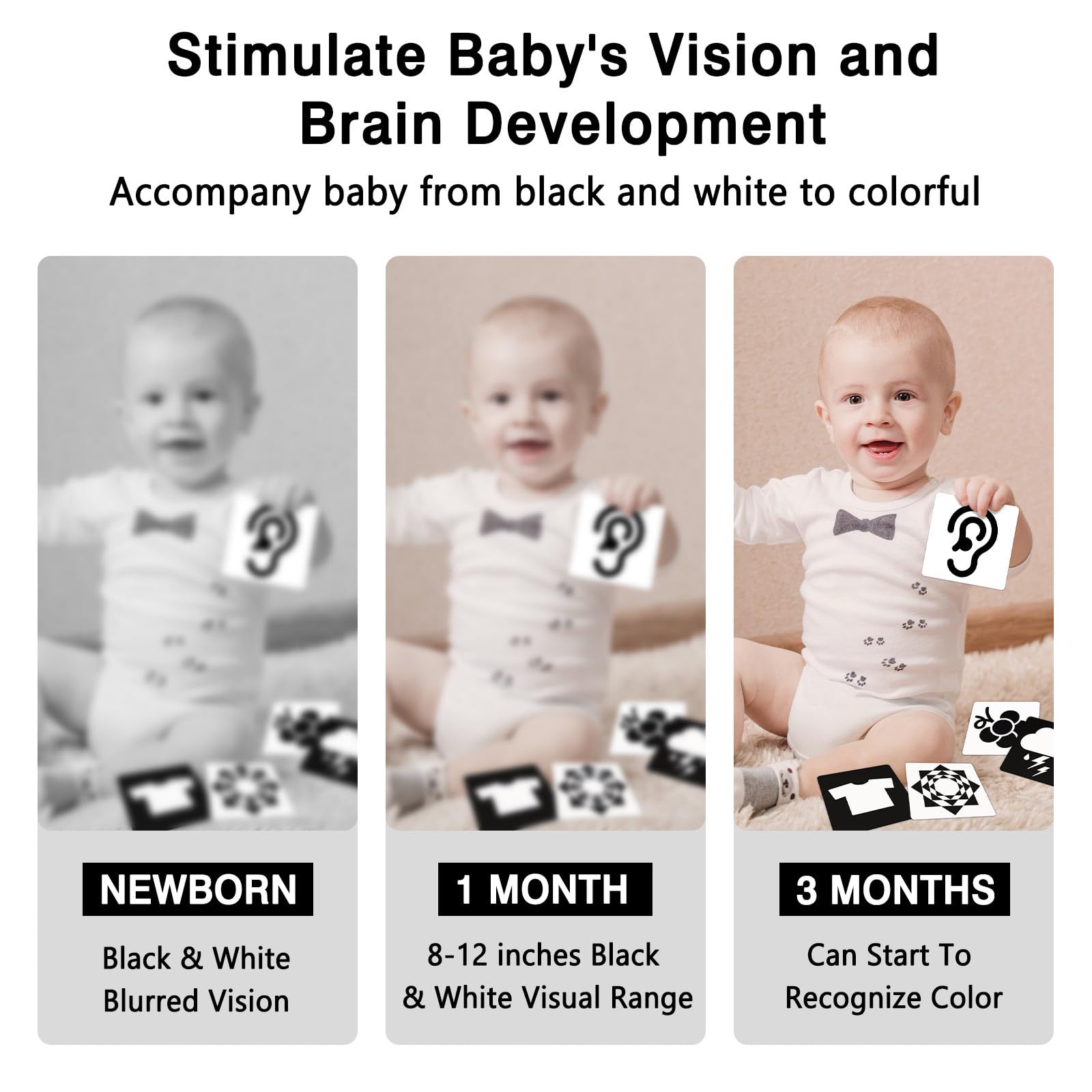 High Contrast Baby Cards for Infants, Black and White Baby Cards High Contrast Baby Toys for Newborns Visual Stimulation Brain Development Learning 20 Pcs 40 Pages 5.7'' x 5.7'' ?0-3 Months?