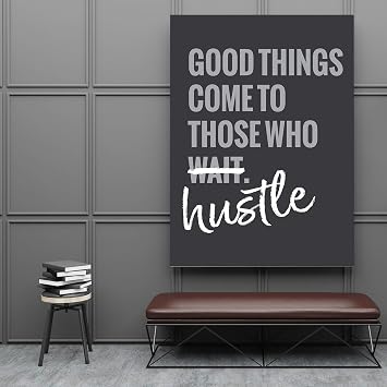 CanvasChamp Wall Art, Inspirational & Motivational Canvas Print Decor for Schools, Libraries, Offices, Gyms, and more, with Phrase (Good Things Come to Those Who Hustle, 10 x 14)