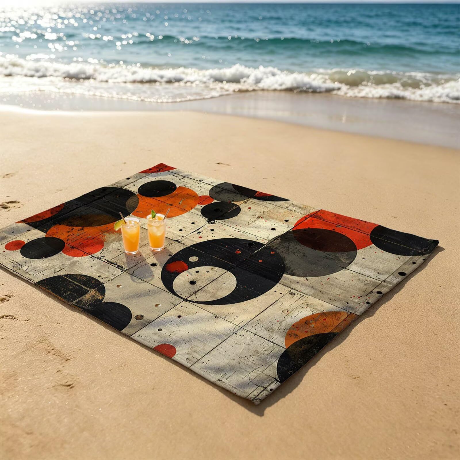 Redondo Toalla Playa 160x220 Resistente a la arena Secado rápido Ligero, Toalla Playa Grande 220 x 160cm Suave Cómodo como Gym Yoga Sauna Toallas Baño Grandes Exterior Travel Essentials Punto XTLS2555