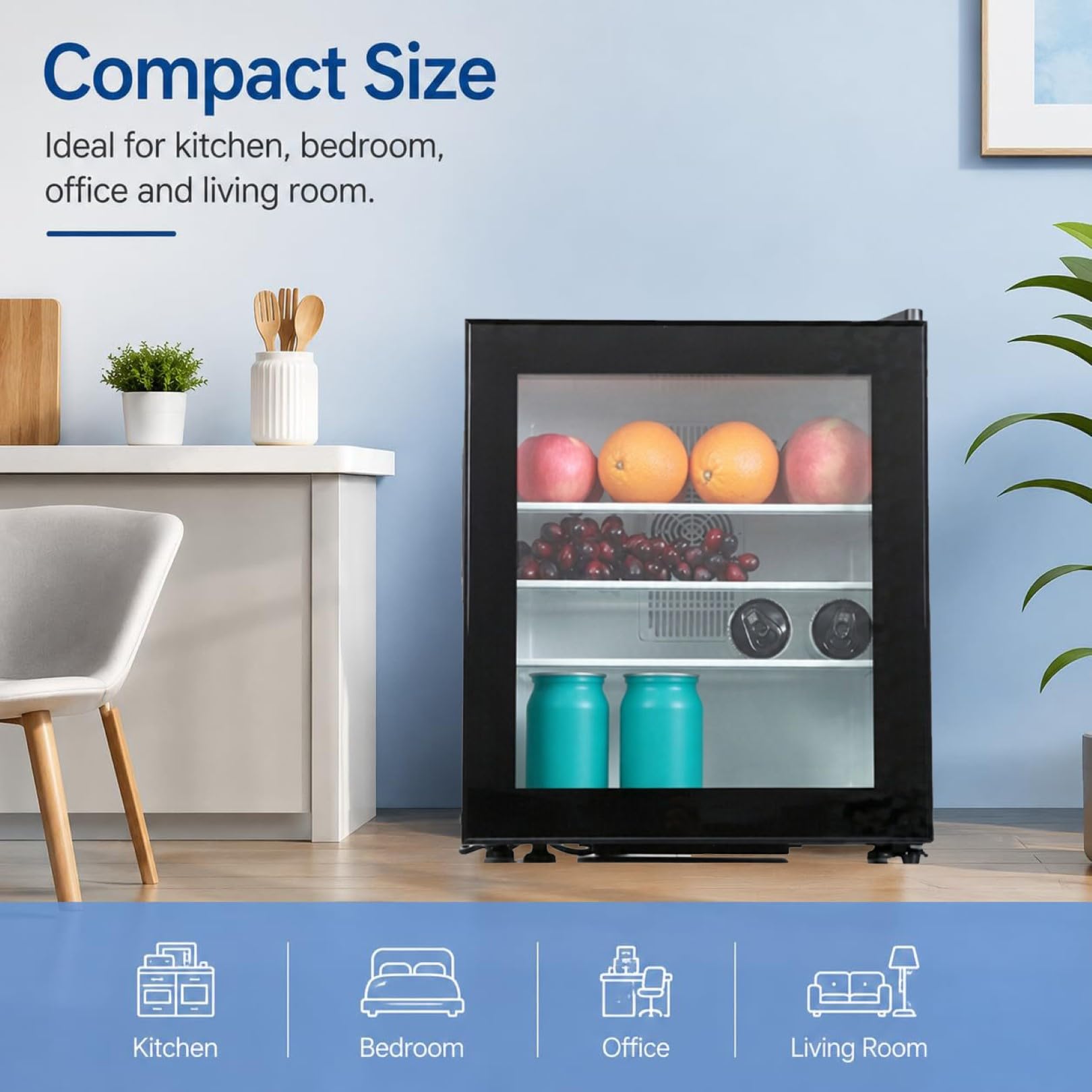 Congelatore Verticale Compatto, Congelatore da Tavolo da 30L | Con Porta In Vetro, Frigorifero Silenzioso da 28Db a Porta Singola per Ufficio, Dormitorio, Appartamento, Bevande e Snack