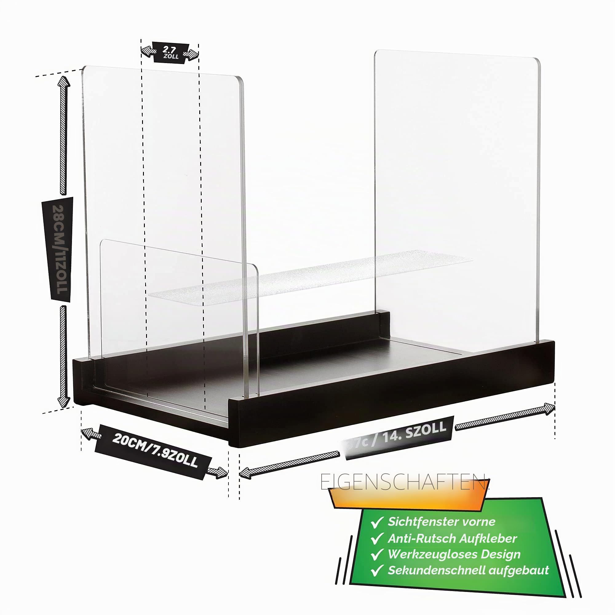 Comicbuch-Aufbewahrungshalter, Vitrine für Sammler – zum Patent angemeldete Comicbox aus Holz und Acryl, Behälter und Organizer, speichert bis zu 150 Ausgaben, 36,7 x 20,3 cm (14,5 x 8 Zoll) (schwarz)