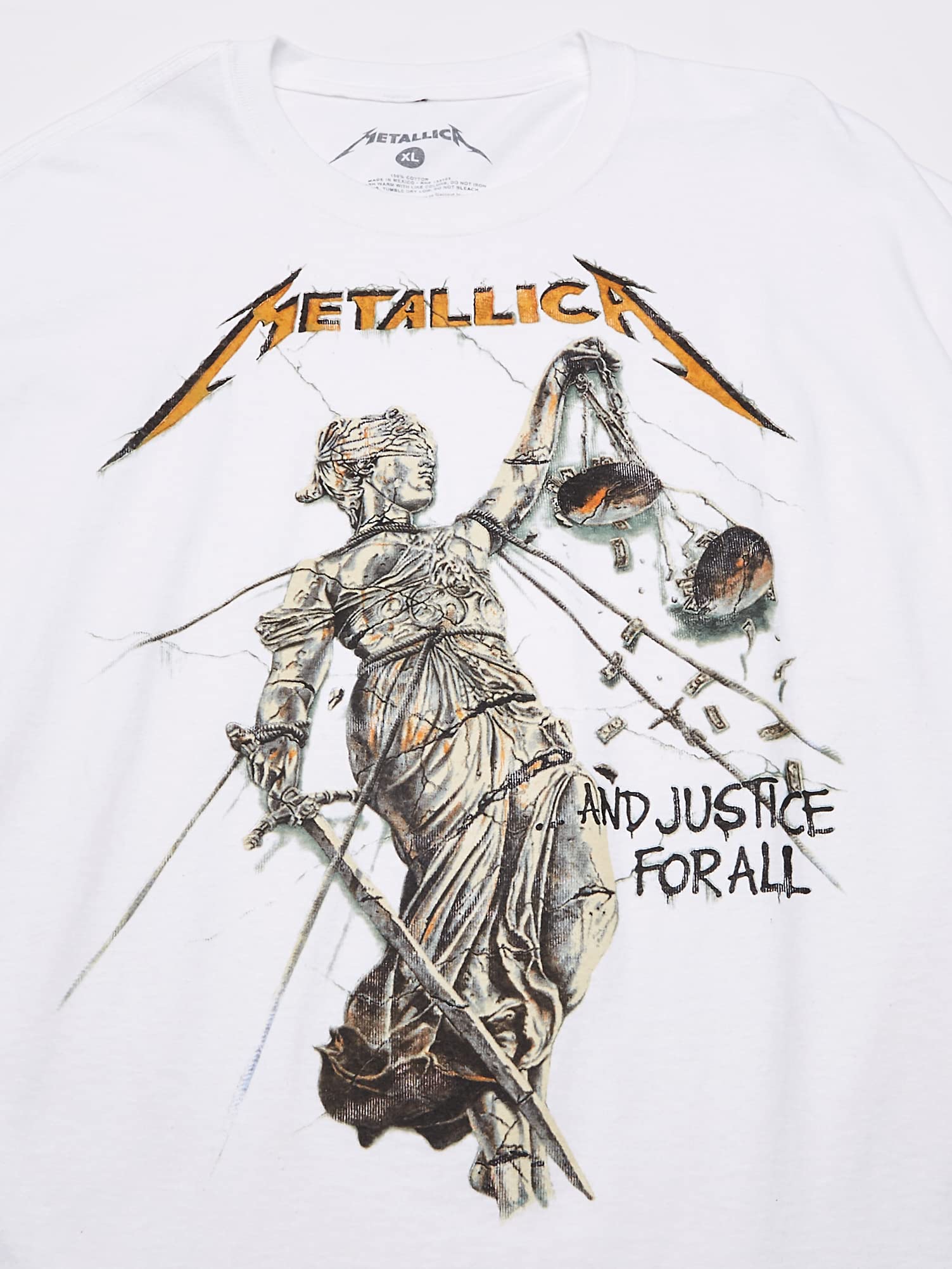 Metallica męska koszulka standardowa z napisem Justice for All, biały, XL