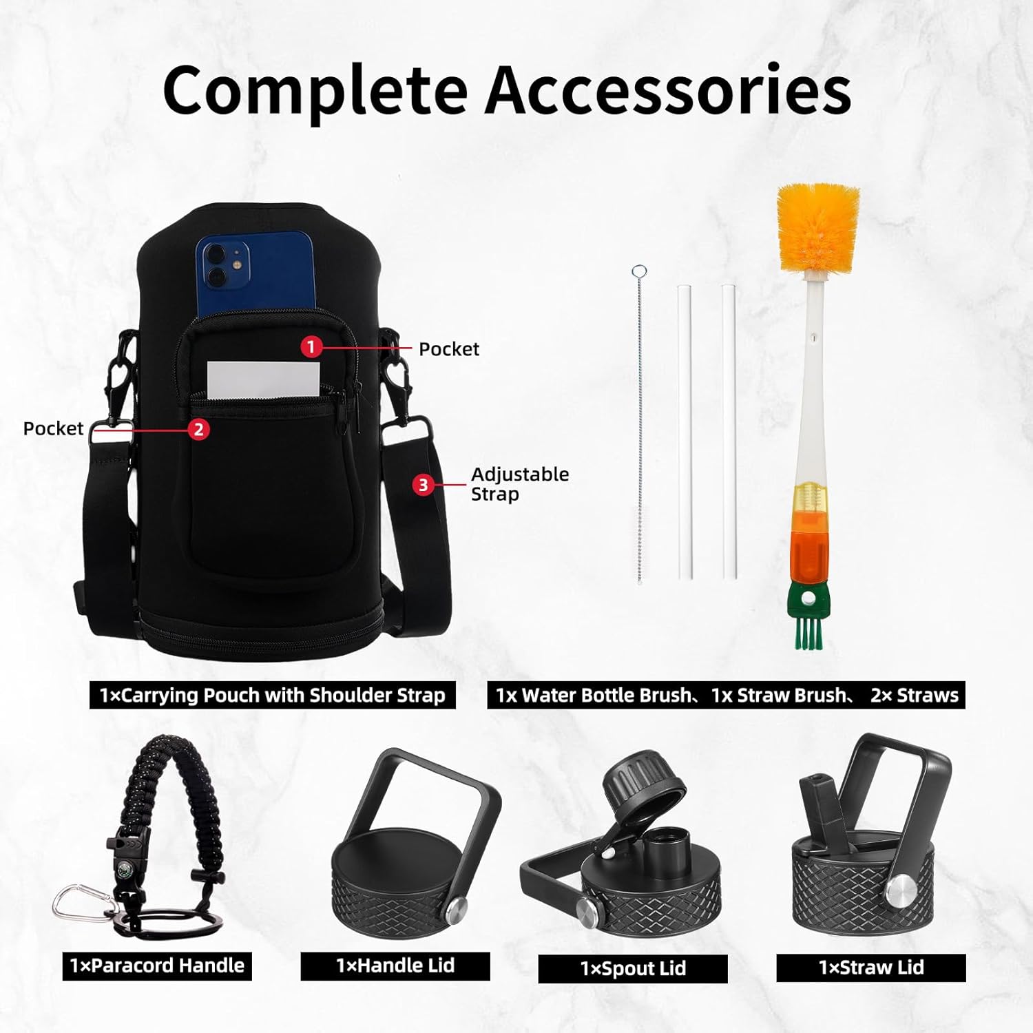 Insulated Water Bottle 128oz,Triple Wall Vacuum Stainless Steel(Dishwasher Safe),Leak Proof & Non-BPA,Flask Jug with Paracord Handle & Straw Spout Lids Sports Cherry Blossom - Image 6