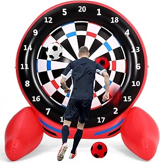 Motionchic Inflatable Giant Kick Darts Games (Over 6ft Tall), Jumbo Outdoor Soccer Target Dartboard with Soccer Balls and ...