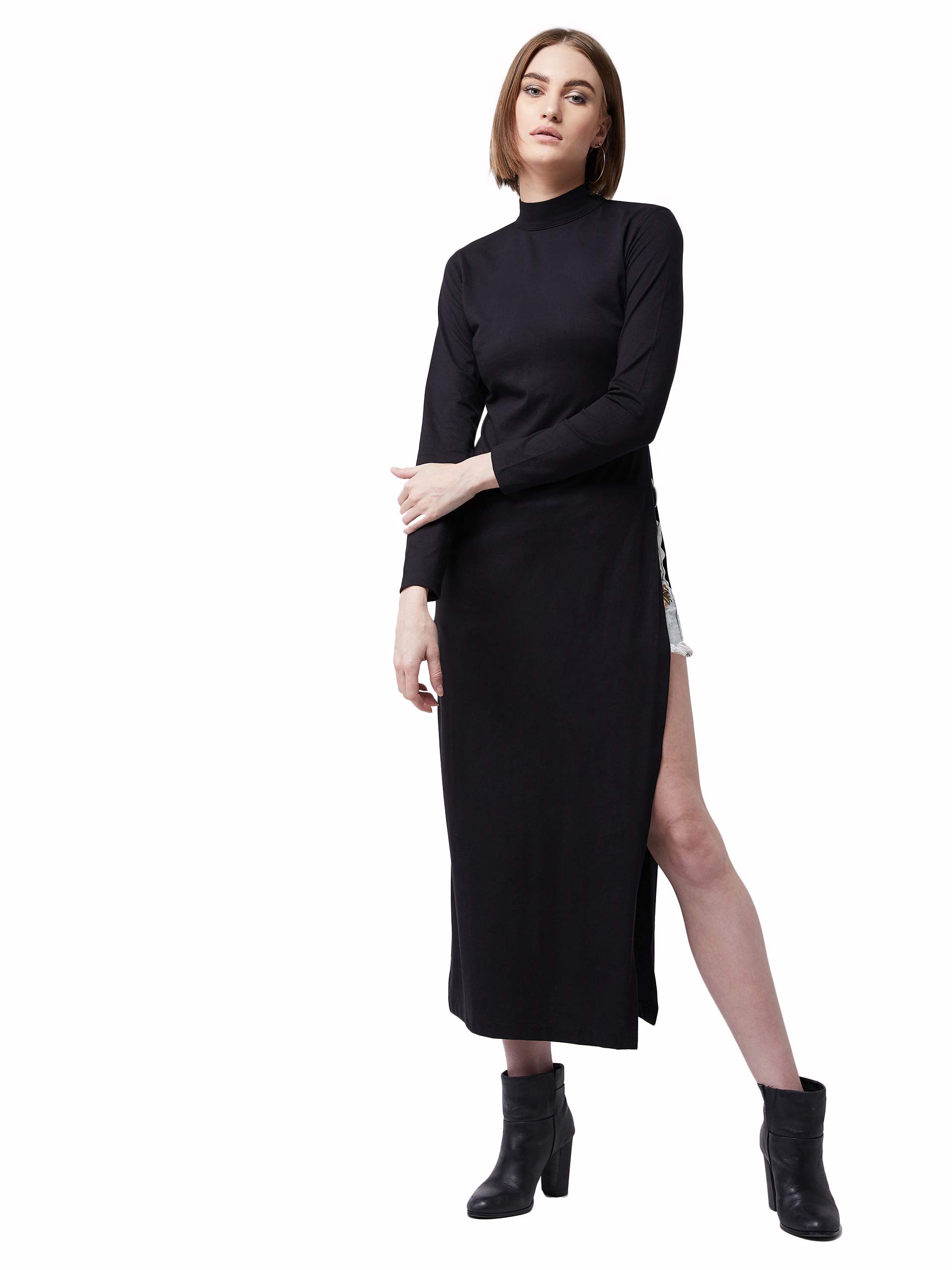 MISS OLIVEWomen High Slit Maxi Top High Nick (Moaw18D30)