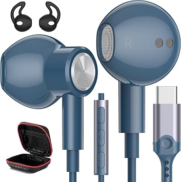 USB C Headphones Magnetic Wired Earbuds with Mic for Apple/Samsung Android