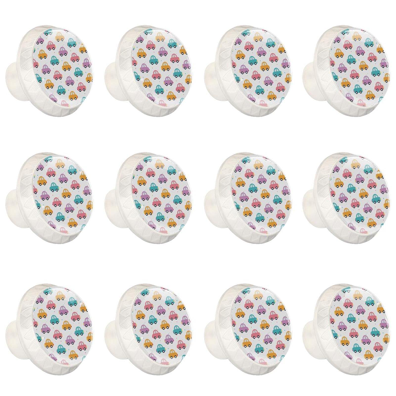 Boutons de placard de cuisine et poignées de commode ronds avec motif voiture coloré