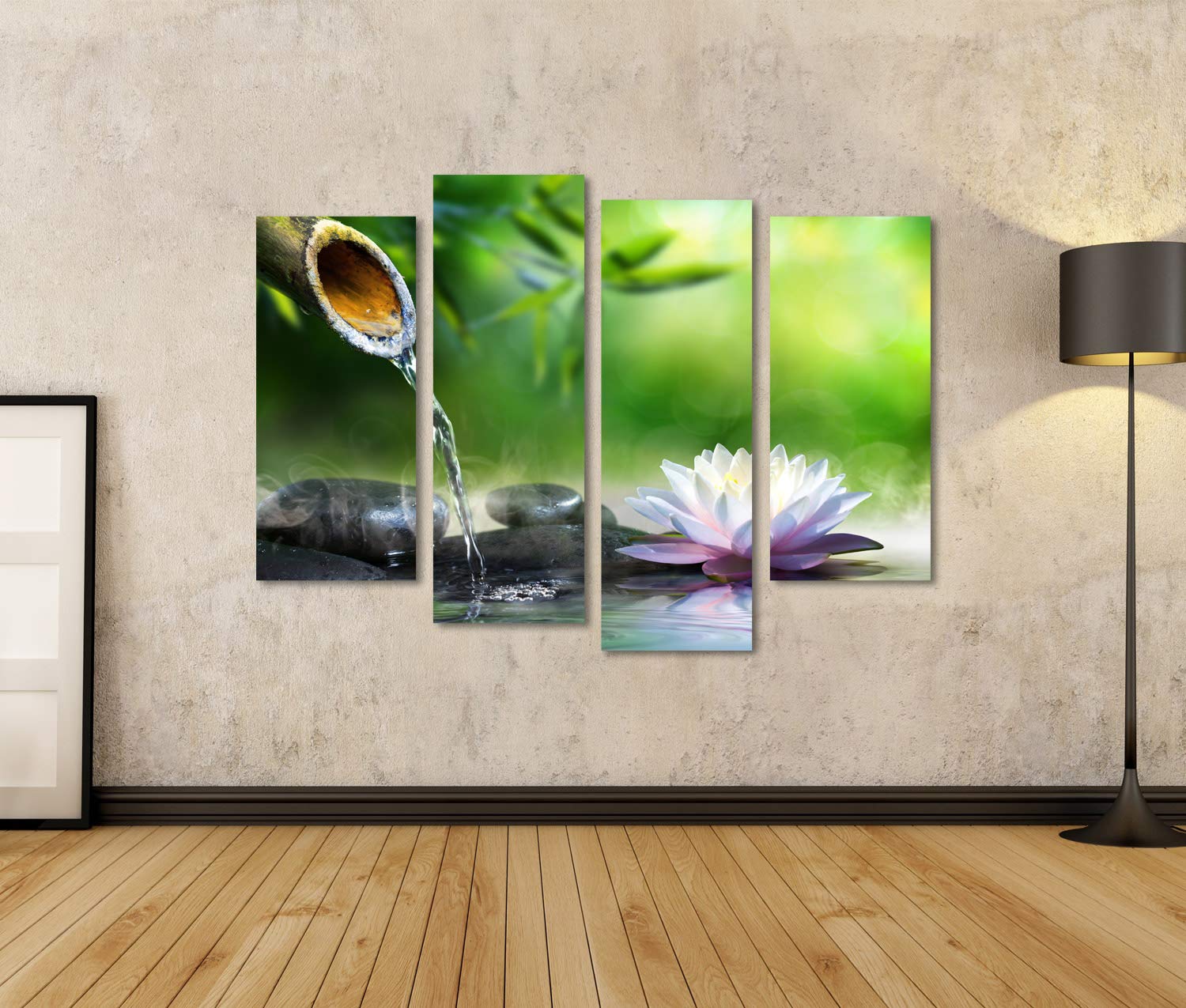 islandburner Quadro su tela Zen Giardino Massaggio pietre e ninfea da parete
