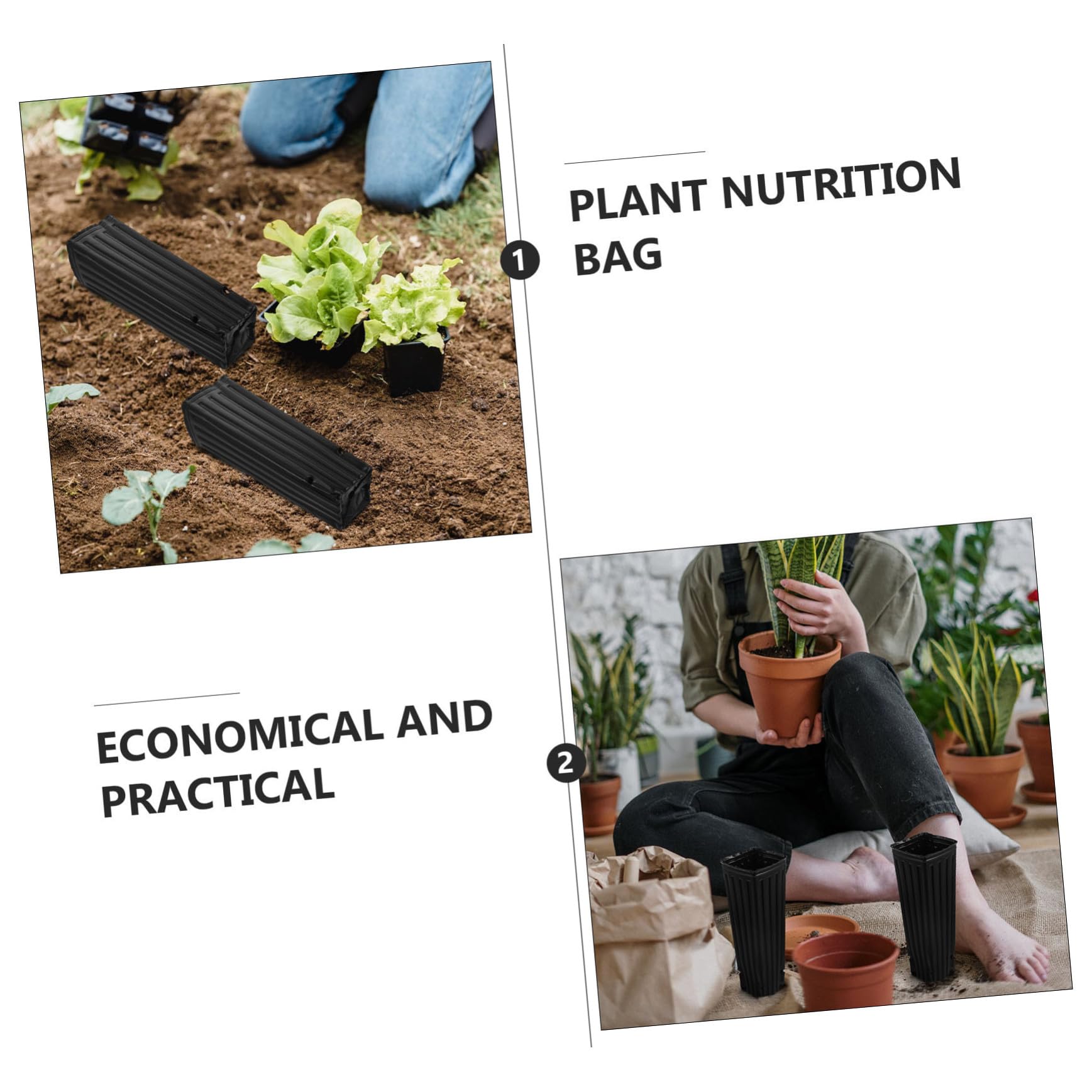Paquet de Culture Noirs Épaissis pour Semis, Godets Profonds 10x30 Cm, 50 Pièces – pour Plantation de Fruits, Jardinage et Pépinière, Perméables et Résistants Soleil