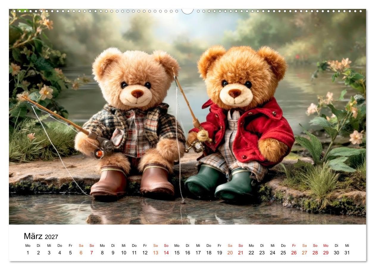 Teddybären - im Doppelpack durchs Jahr (hochwertiger Premium Wandkalender 2027 DIN A2 quer), Kunstdruck in Hochglanz: Zwei kleine Fellfreunde meistern das große Leben. (CALVENDO Tiere)