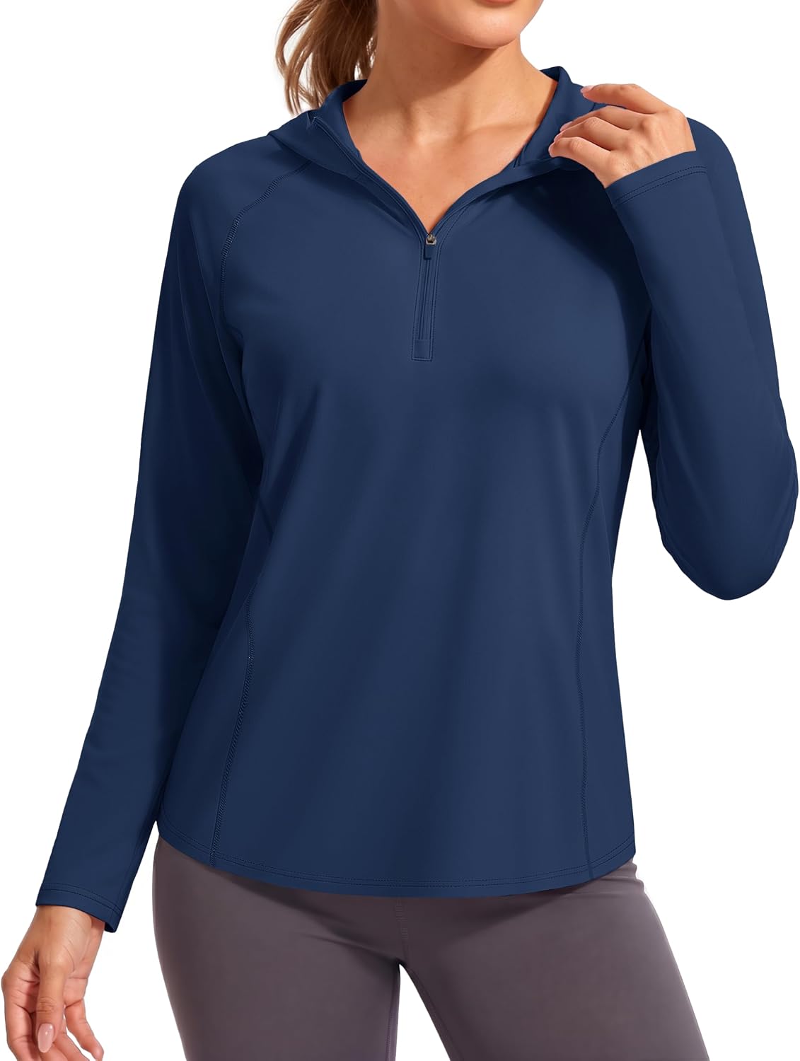 MAGCOMSEN Womens UPF 50+ Sun Protection Hoodie Shirt Quarter Zip Long Sleeve Hiking Fishing Quick Dry Tops