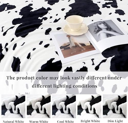 Miniatura 3 de Manta suave con estampado de vaca blanca y negra, cálida, acogedora y ligera, regalo para mujeres, niñas, niños, mamá, adolescentes y niños