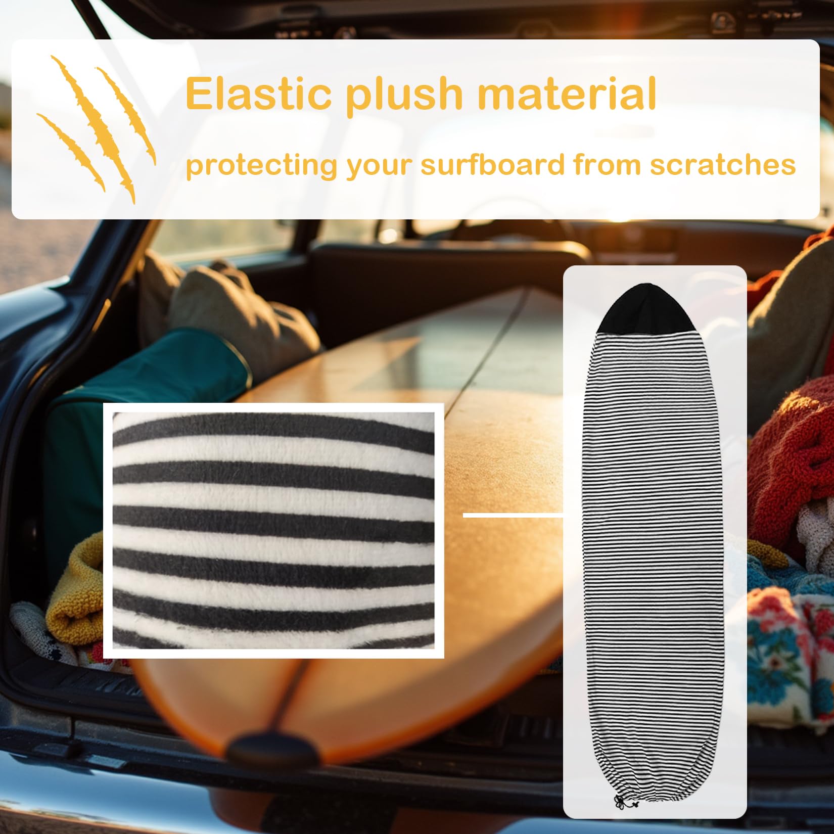 Housse de protection pour planche de surf pour longboard, paddleboard, planche de surf, planche de surf, housse avec cordon de serrage