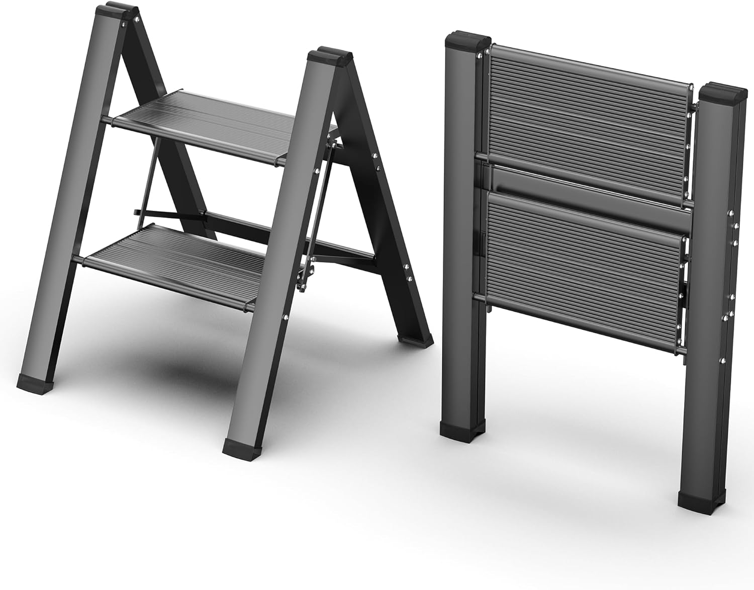 FlyGeneral 3 Step Ladder, Folding Ladder Stool, Gold, Wider Upgraded Non Slip Treads, Portable Lightweight Ladder for Home and Kitchen, Holds up to 330 Lbs.