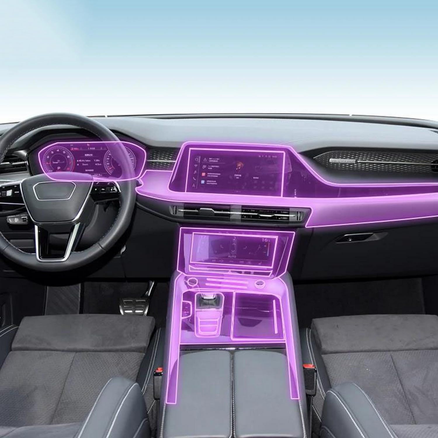 Protection console centrale Audi Q6 e-tron anti-rayures TPU