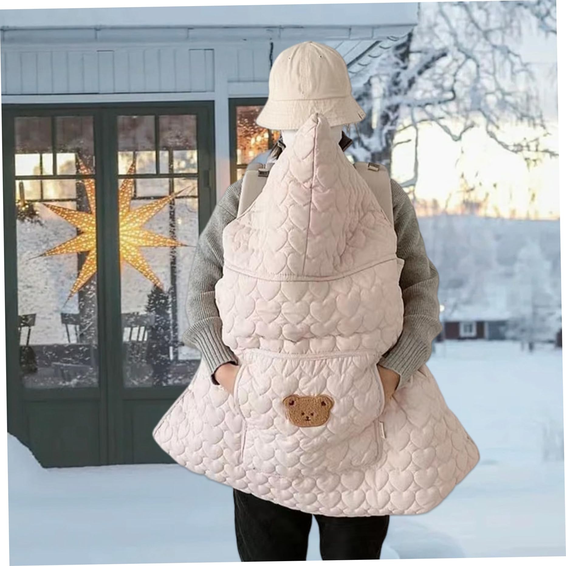 Gcroet Copertura per Invernale Calda Antivento per Coperta per Passeggino con Motivo a Cuore Carino con Tasca Morbida e addensata per seggiolino Auto per l'inverno all'aperto ..